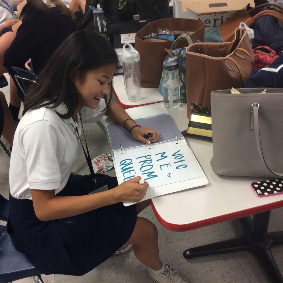 Campaigning: Make Posters! Most schools allow this step. Make posters with slogans, pictures of your face or ones that just catch attention. This will help you get more votes!
