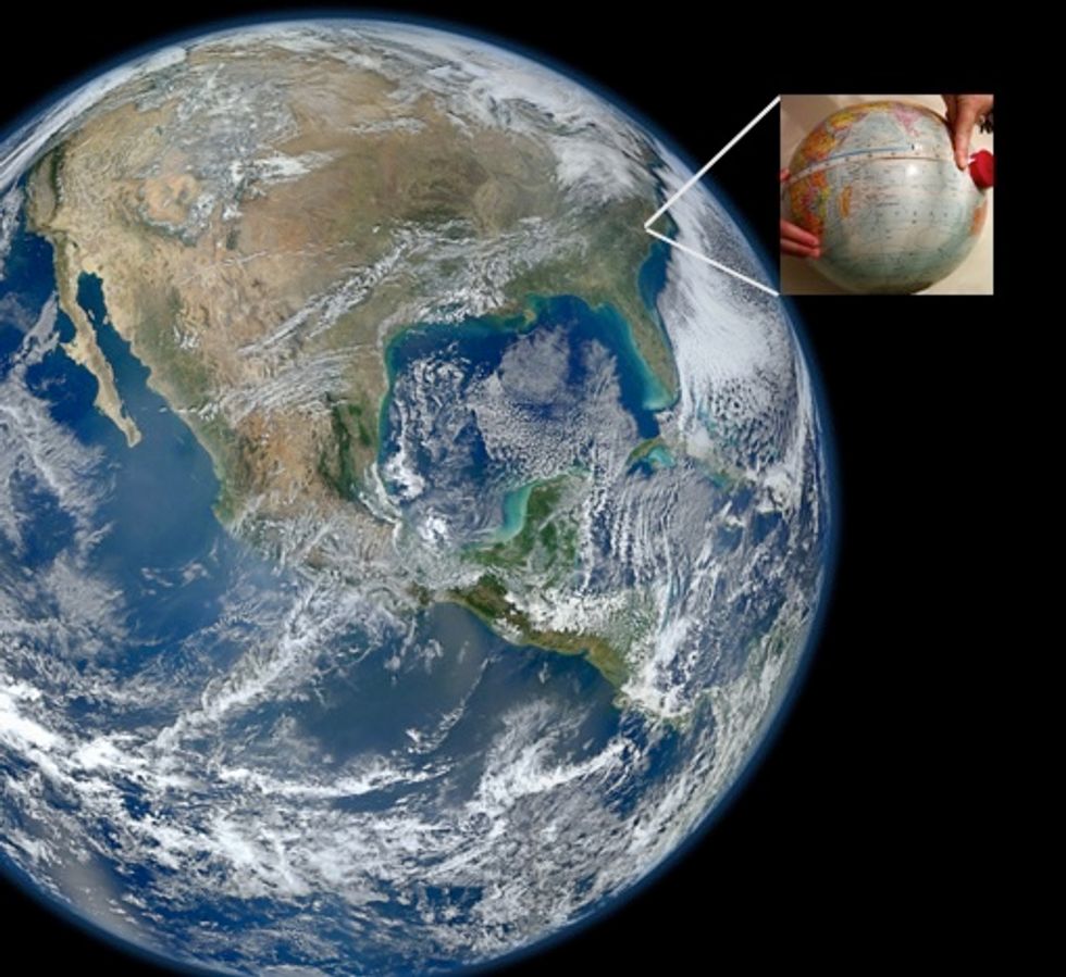 Can measuring a globe help you understand the size of Earth? Use the Internet to research and find estimates for the circumference (unit: miles) and the surface area of Earth (unit: square miles).
