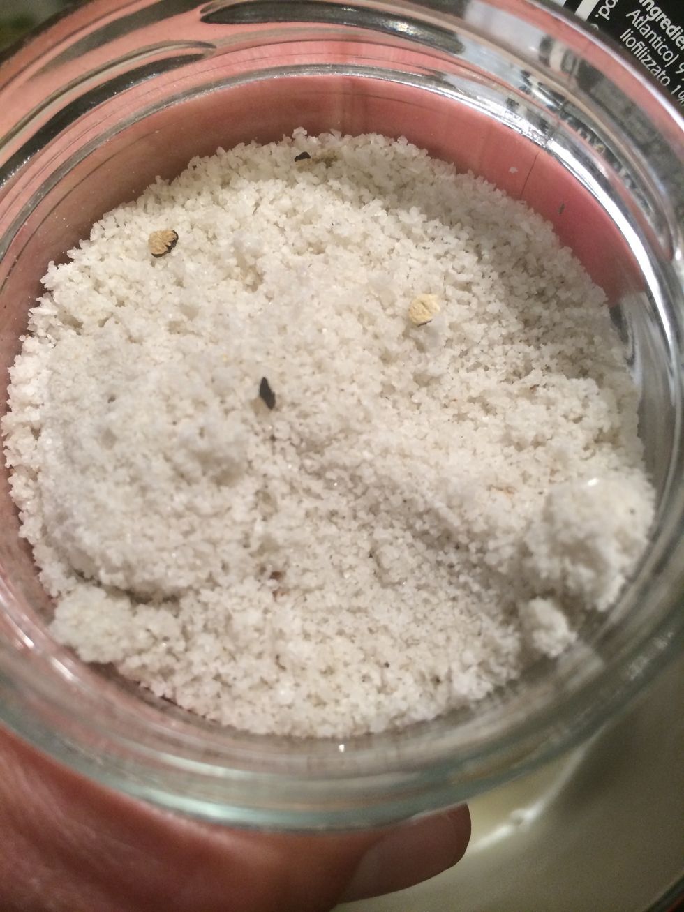 Can you smell that?! I love truffle salt! I added 2 pinches...but add 1-2 depending on your taste (or more!).
