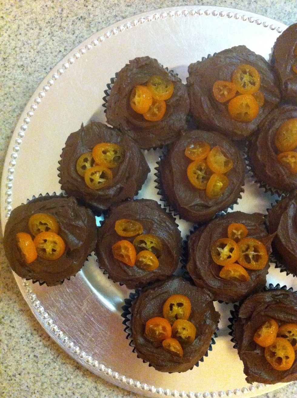 candied kumquats are great on chocolate cupcakes! use the kumquat-infused simple syrup in cocktails
