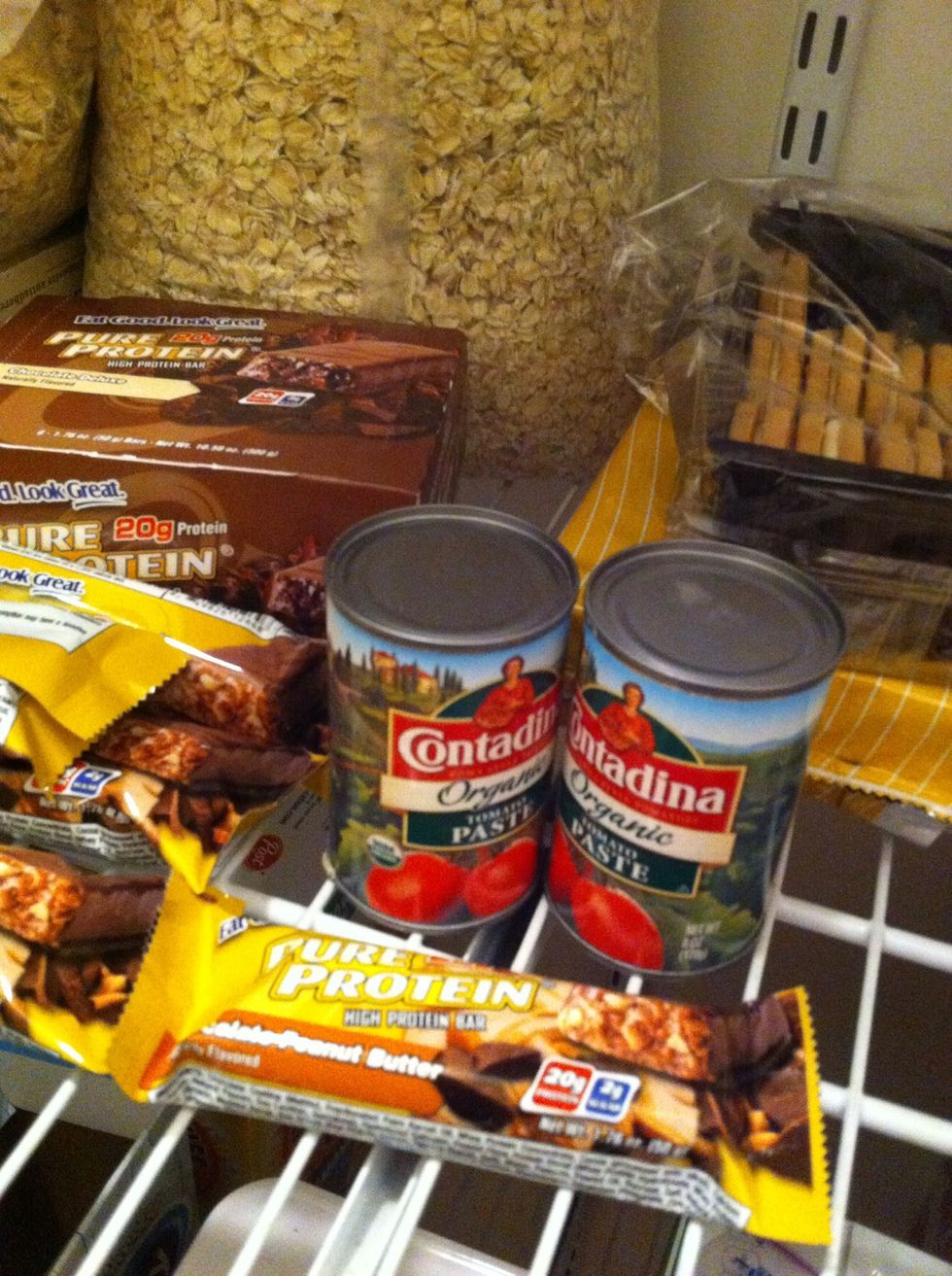Canned and non-perishable food. Make sure you've got enough for everybody -- for SEVEN days. If you're going to pack food that needs water added to it, pack extra water IN ADDITION to step one.