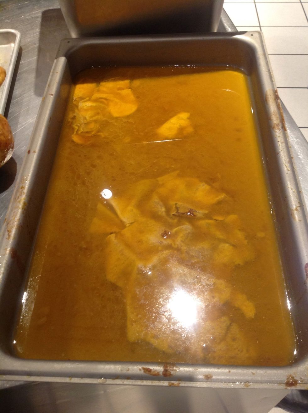 Captured chicken fat from cooking process