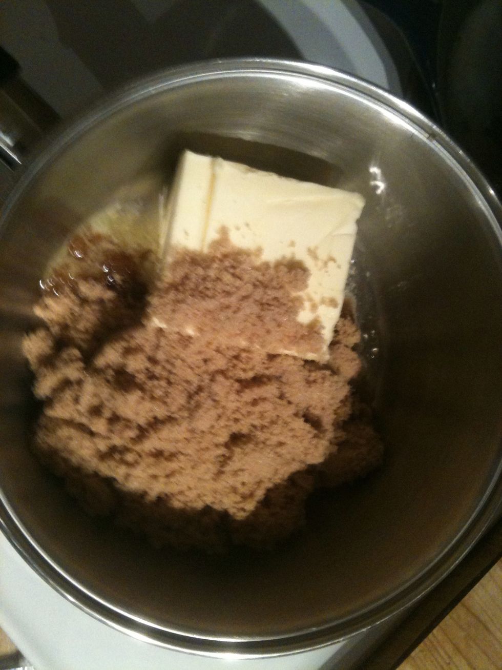 Caramel mixture- combine sugar, butter over medium heat.