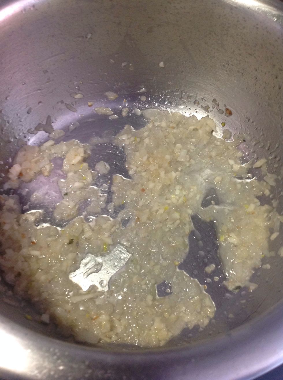 Caramelize the onion, then add the garlic and the vinegar