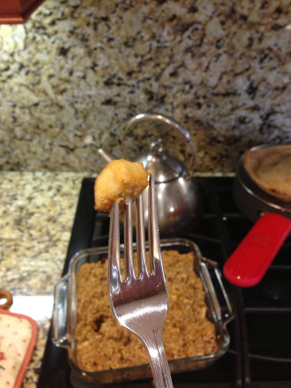 Careful, it's hot... Eat! If its still crunchy at all, it needs to go back in the oven.