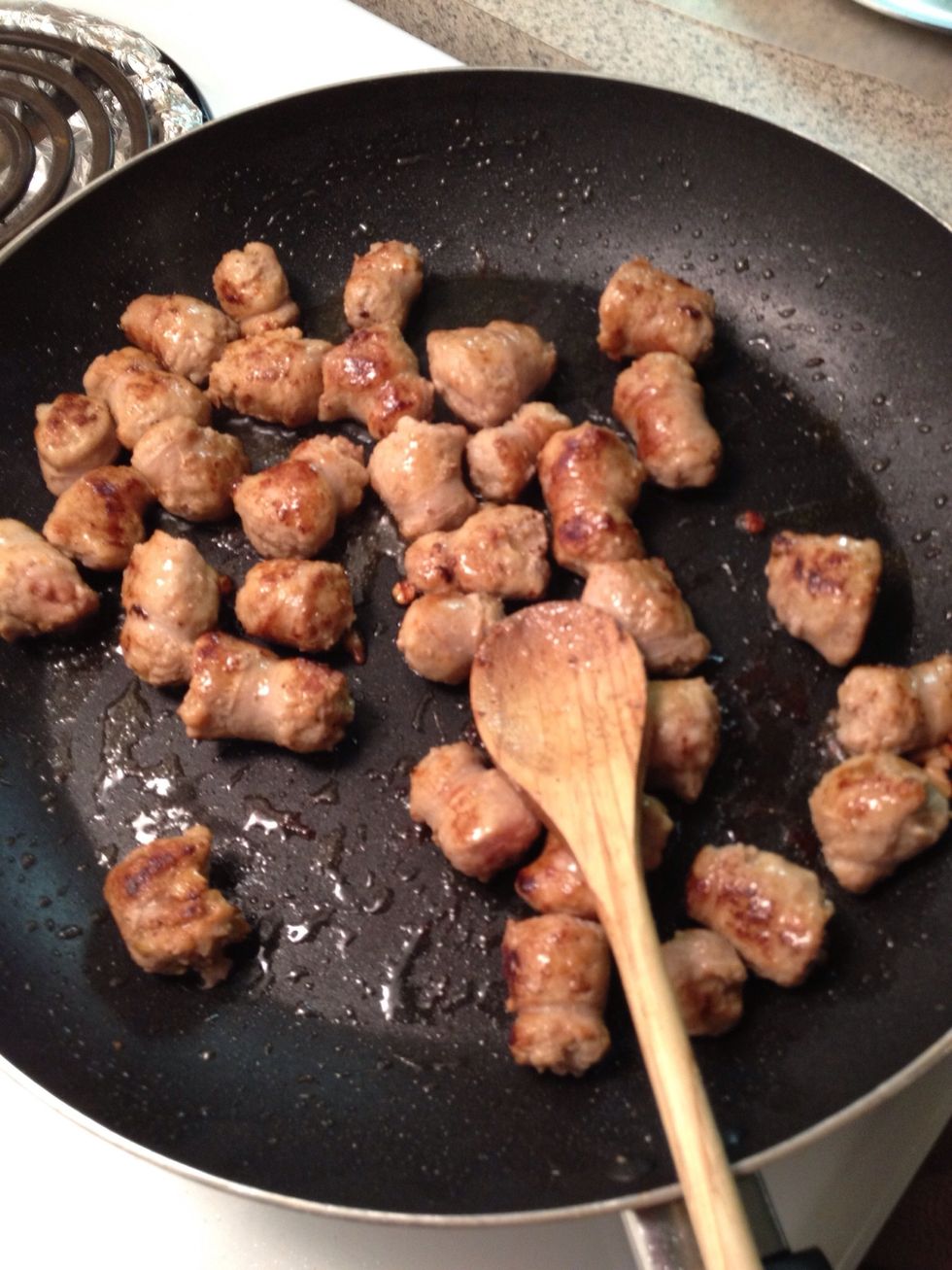 Careful not to burn the sausage to much but you want to cook it all the way through