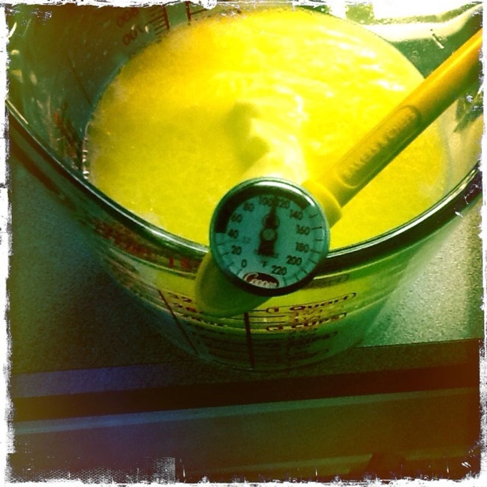 Careful not to go above 115 degrees F or you will kill the yeast.