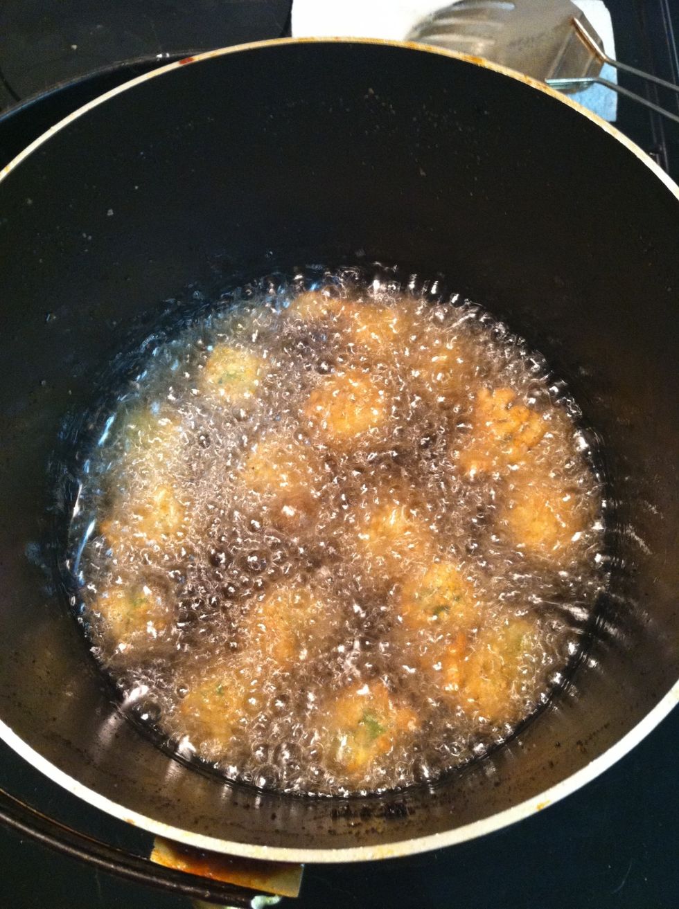 Carefully added to fryer.