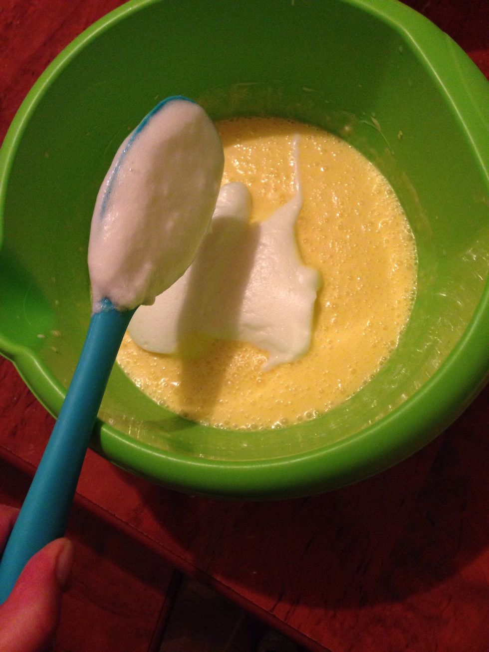 Carefully fold the whites and yolks