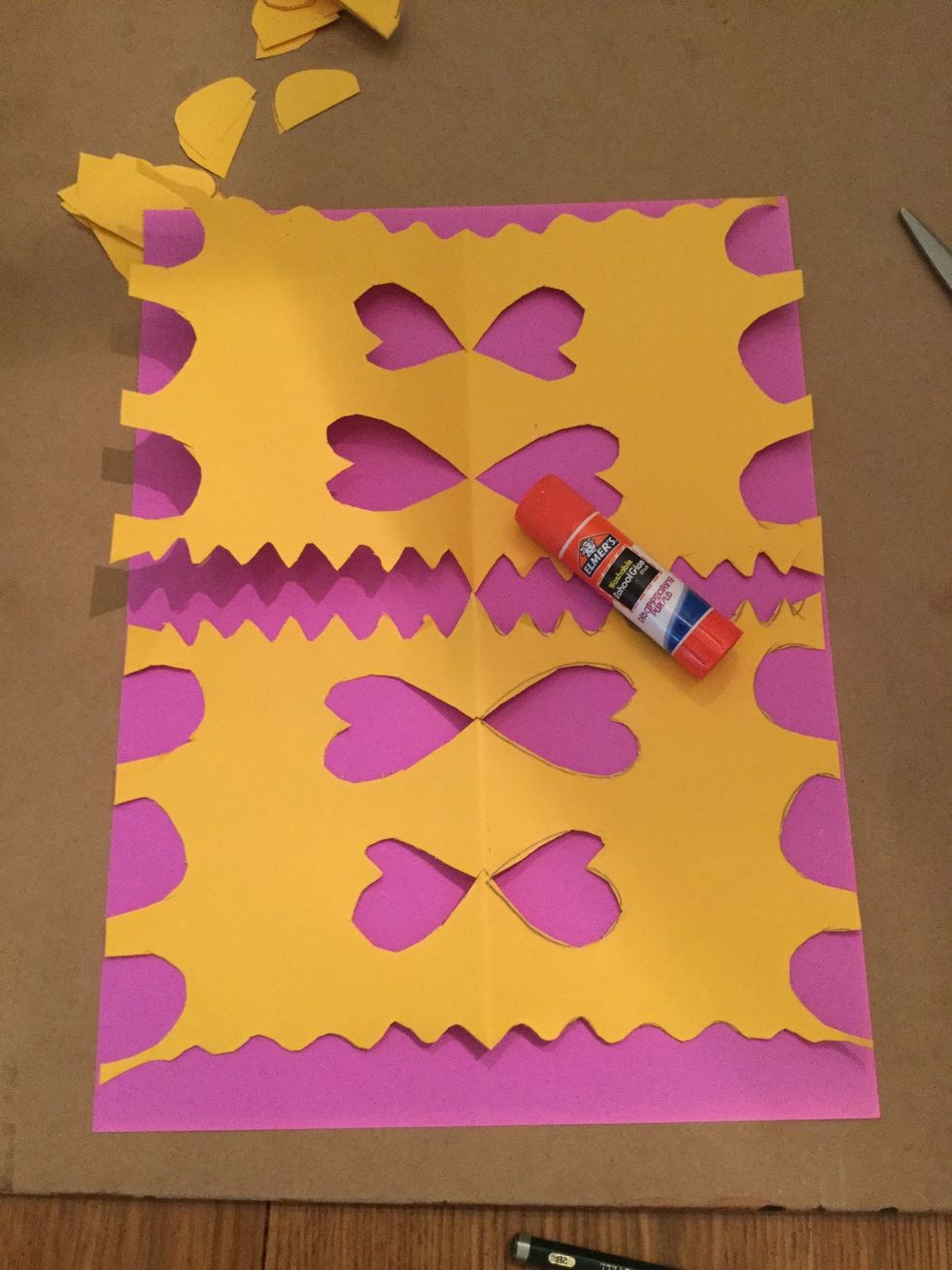 Carefully glue down your design. Make sure your design is lined up nicely.