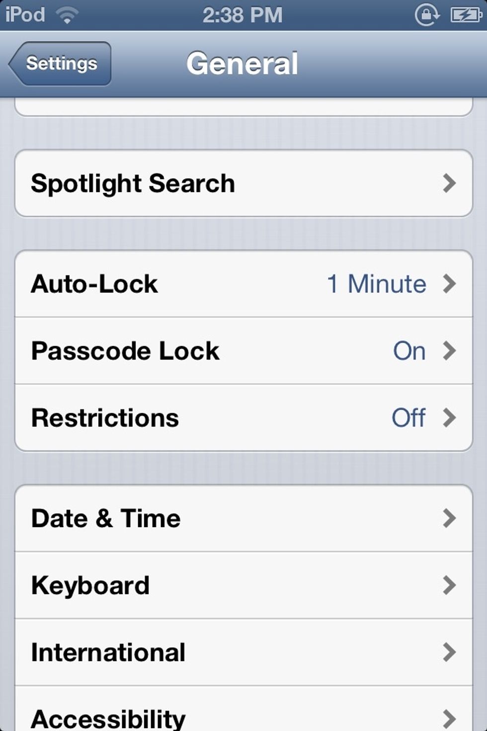 Carefully look for 'pass code lock'