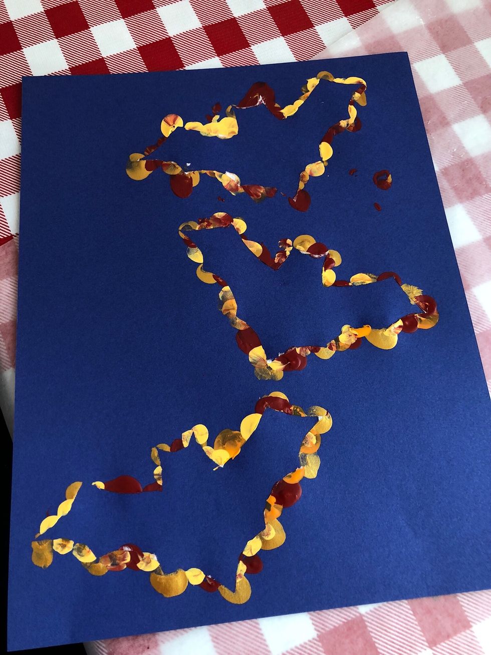 Carefully, peel up templates, and discard.