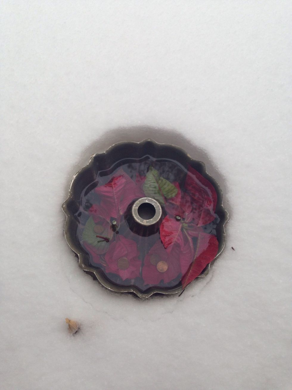 Carefully place pan into snow (or simply outside in freezing temps).