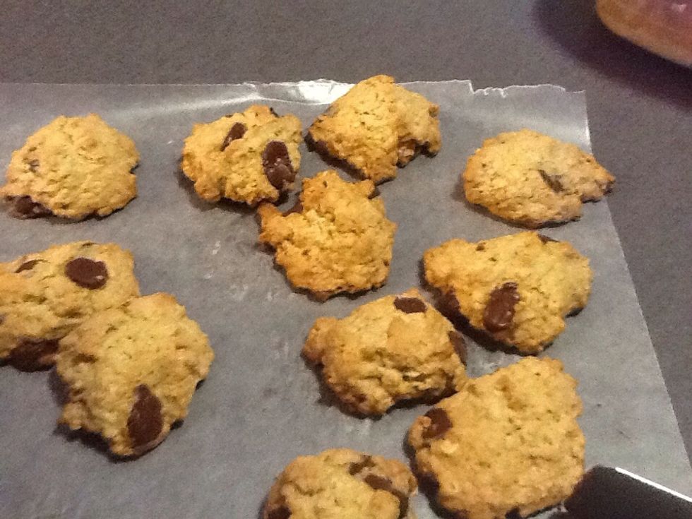Carefully remove cookies from cookie sheet. Place on cooling rack.