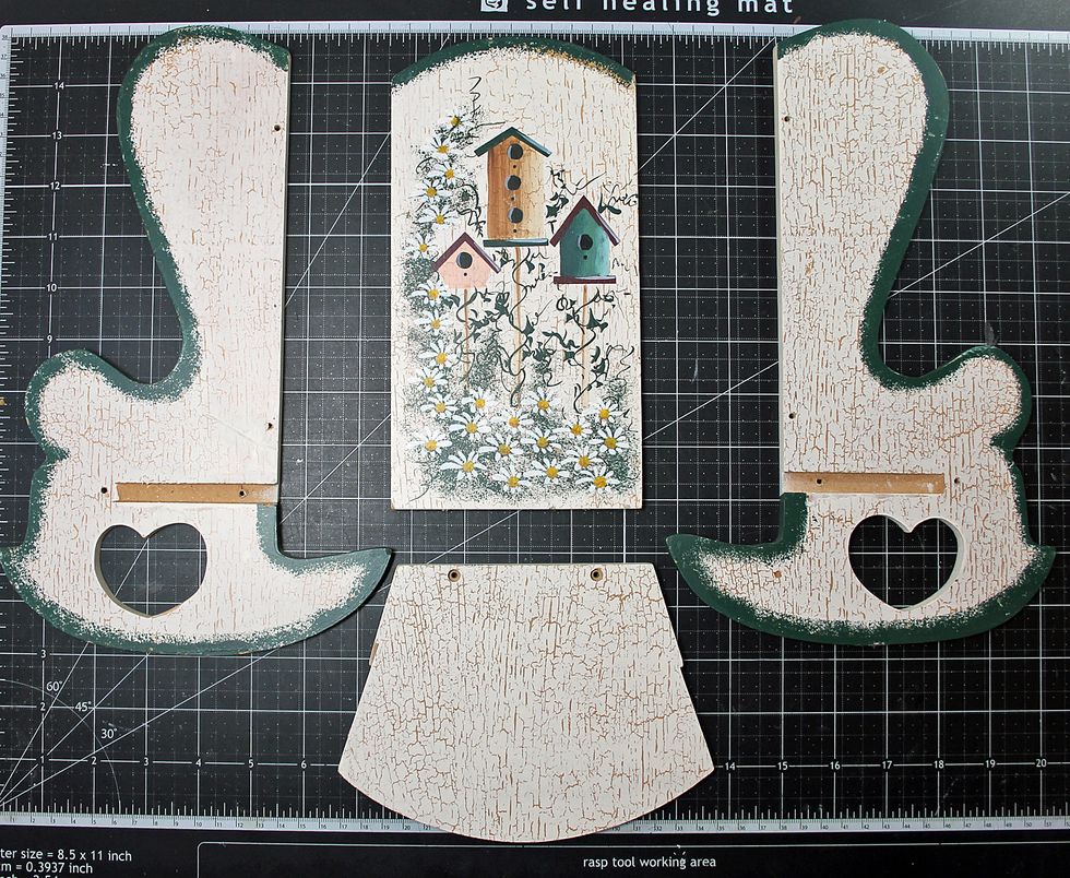 Carefully remove screws and lay the pieces flat.