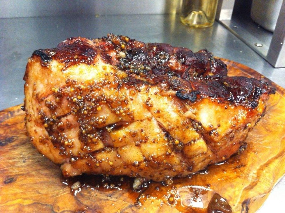 Carefully remove skin as glaze ham , place in oven for 40 mins at 160c