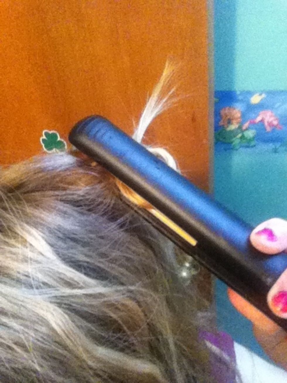 CAREFULLY transfer into flat iron (takes practice) and hold for 5-10 seconds