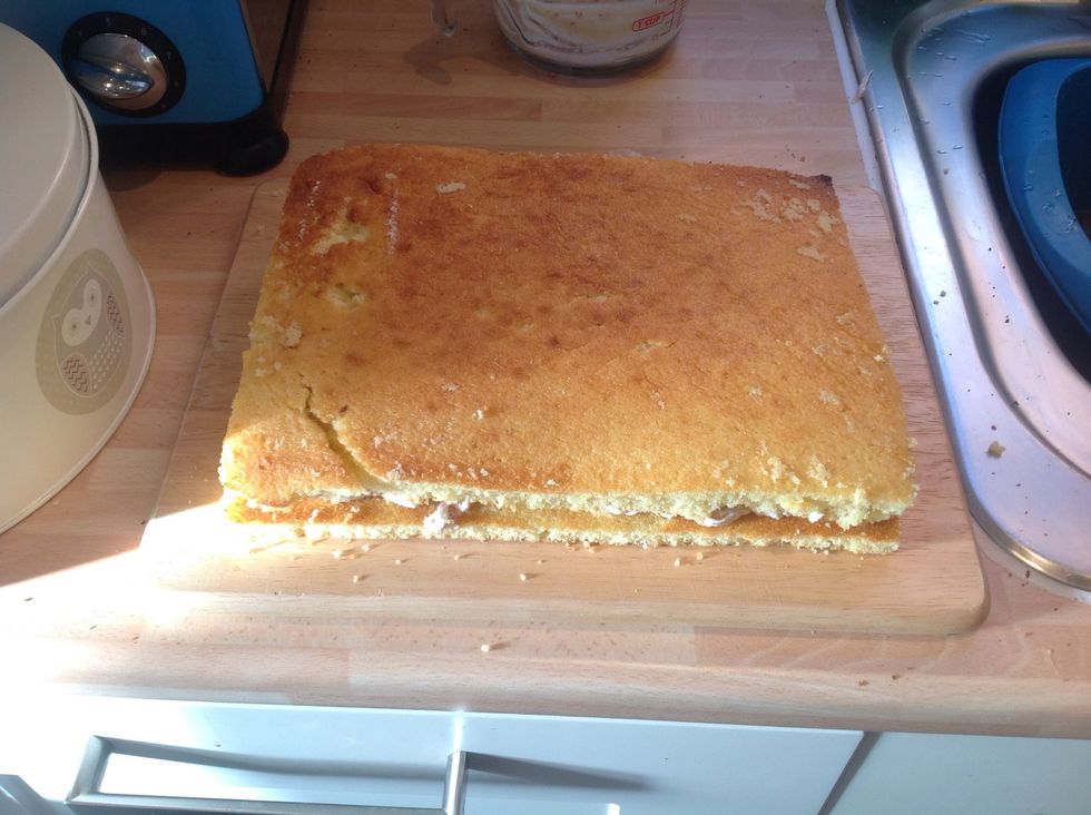 Carefully trim and place your next piece of sponge onto the other, don't worry about cracks as the sponge will all be covered