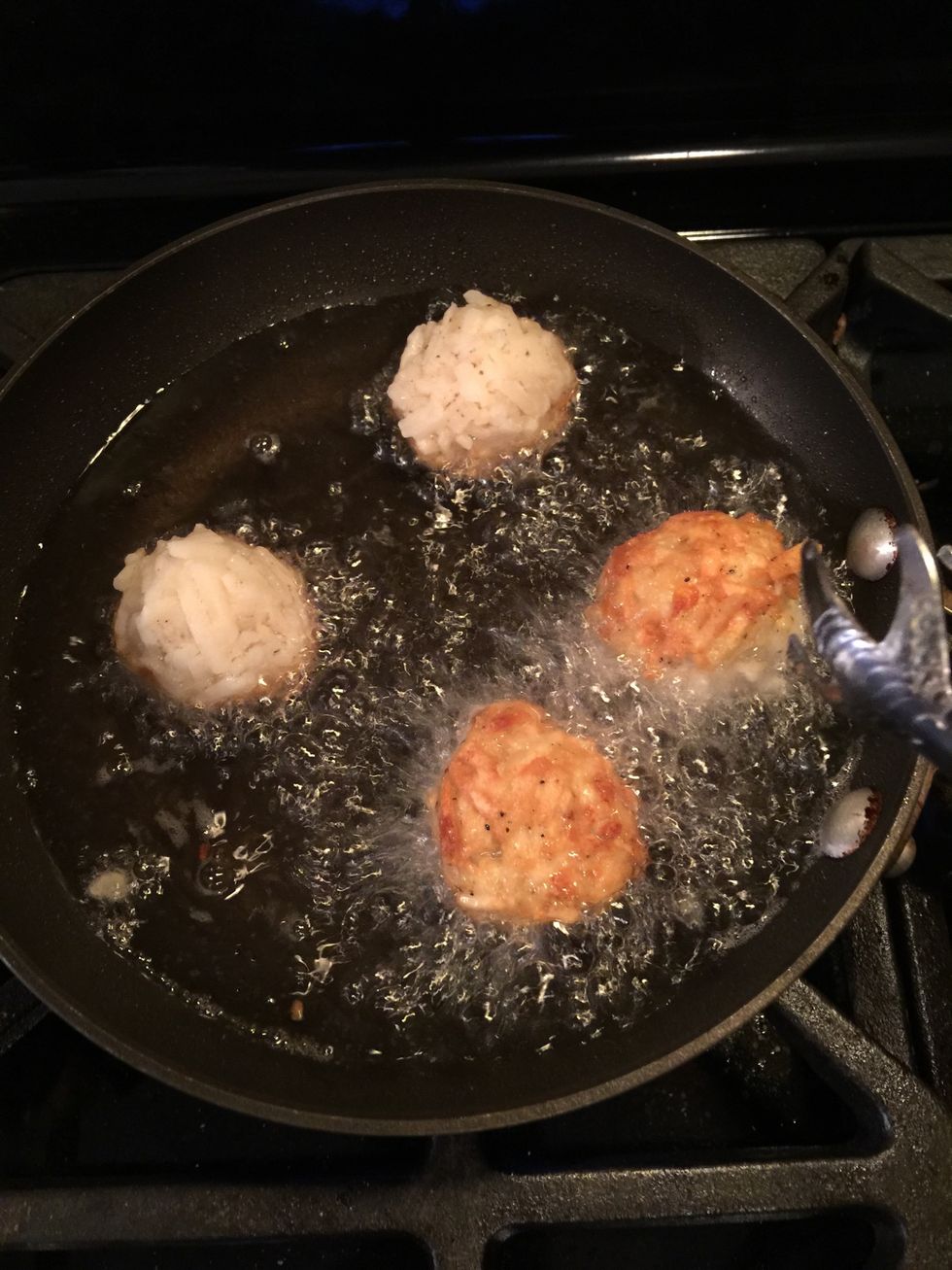 Carefully turn each around to fry other side
