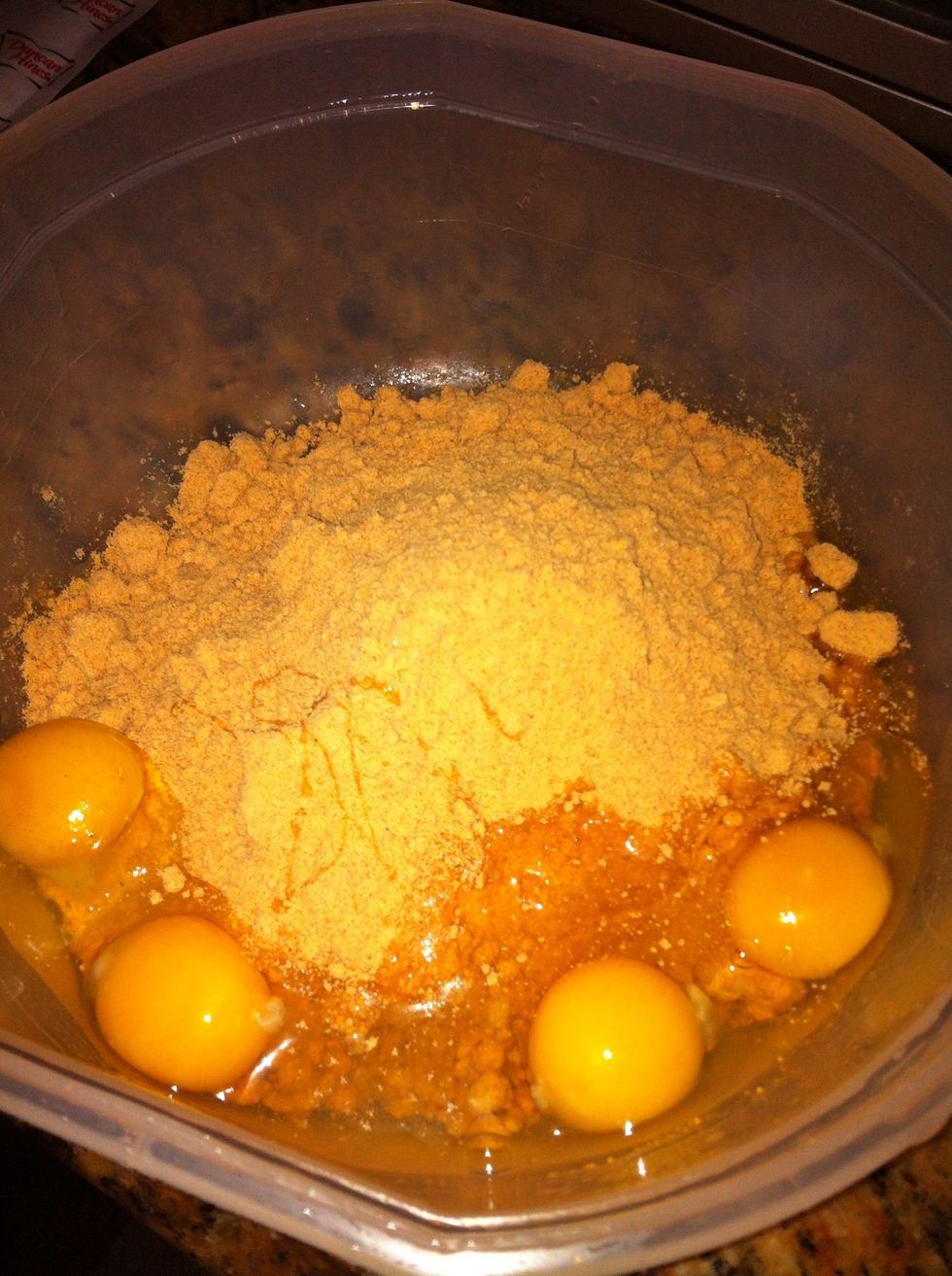 carrot cake has brown sugar  and all the ingredients you need .. so is 123 . add the eggs, water and oil as instructed..