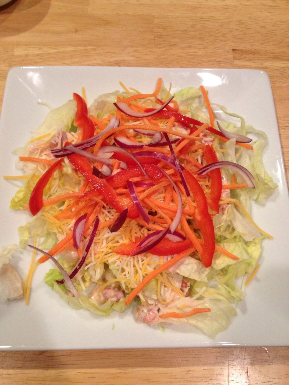 Carrots, peppers, onions.