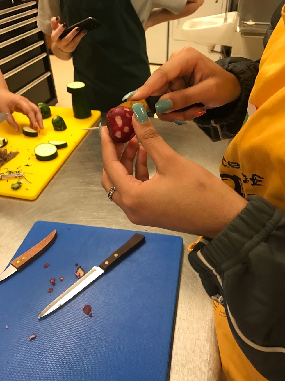 Carve circles into the radish
