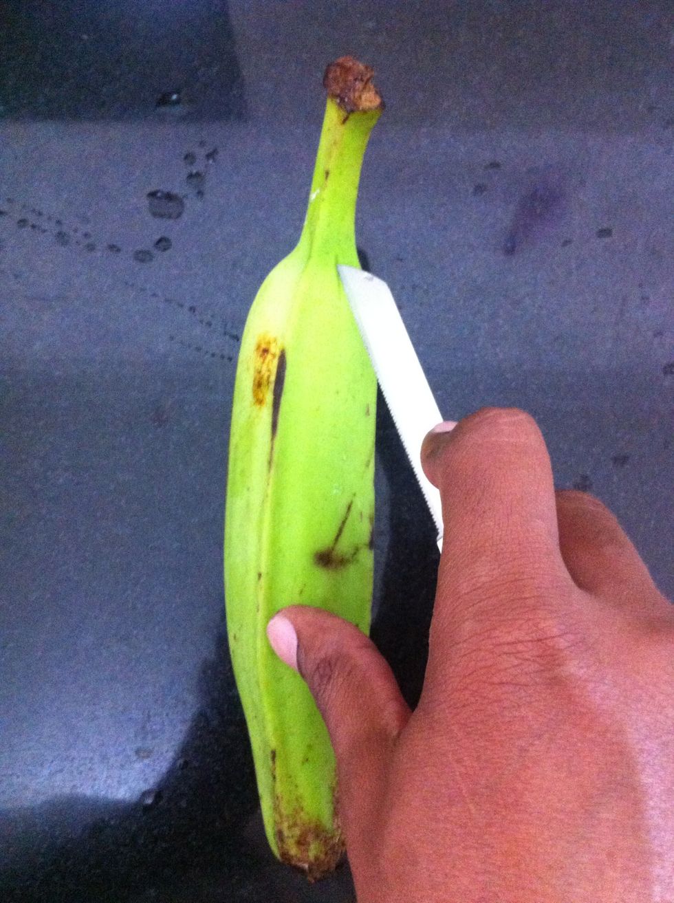 Carve straight on the skin, this gives you a slit to remove the skin.