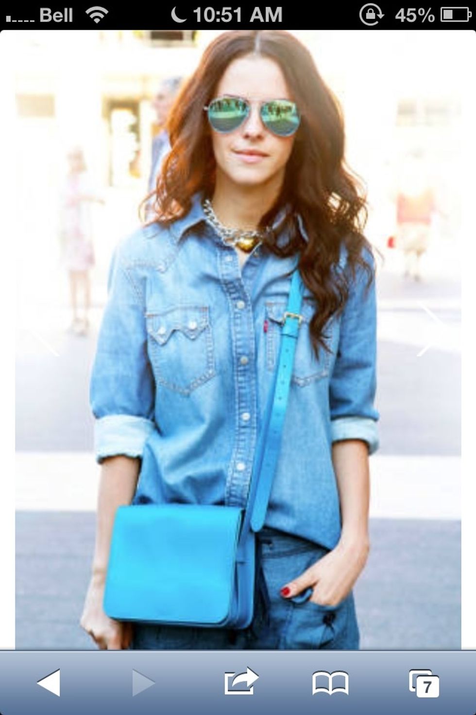Casual jean jacket summer look.