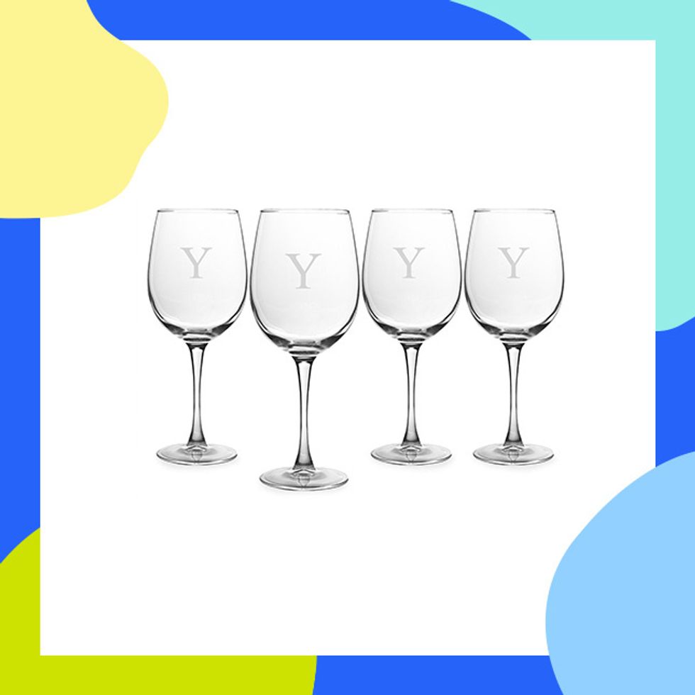 Cathy's Concepts Personalized Set of 4 White Wine Glasses ($49.99): Wine glasses are never a bad addition to mom\u2019s collection. Put her initial on them to make them truly hers.