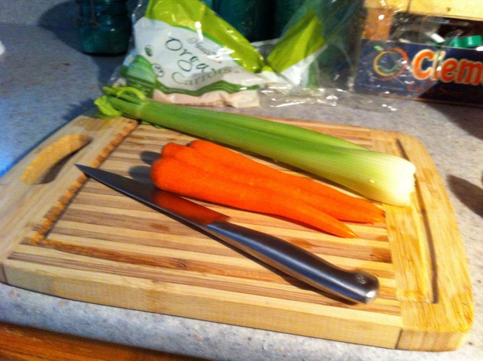 Celery washed and carrots peeled....