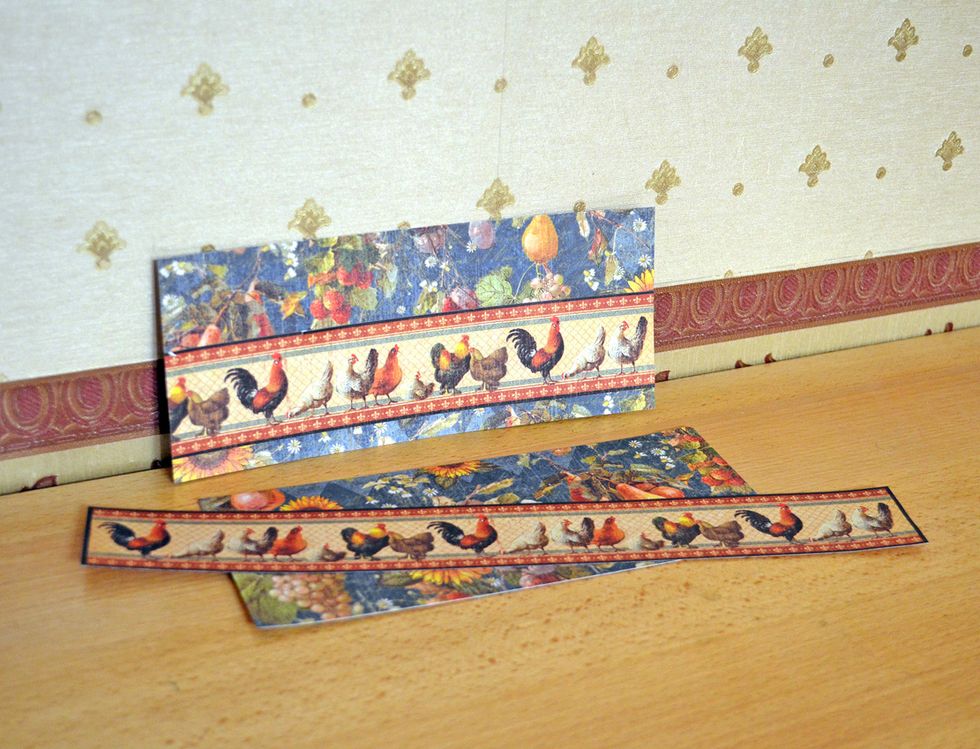 Cell 3. Both cells decorate with "chiken border", cut it from paper