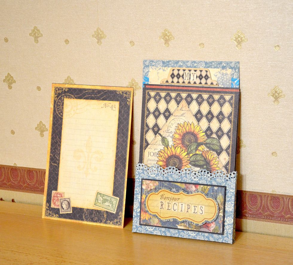 Cell 5. Cut cards from the paper, you can write recipes on it   and store them in an envelope