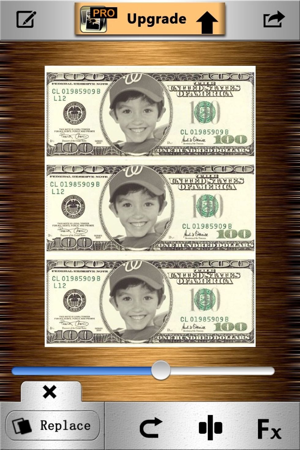 Center each of your dollars with your finger to your liking.