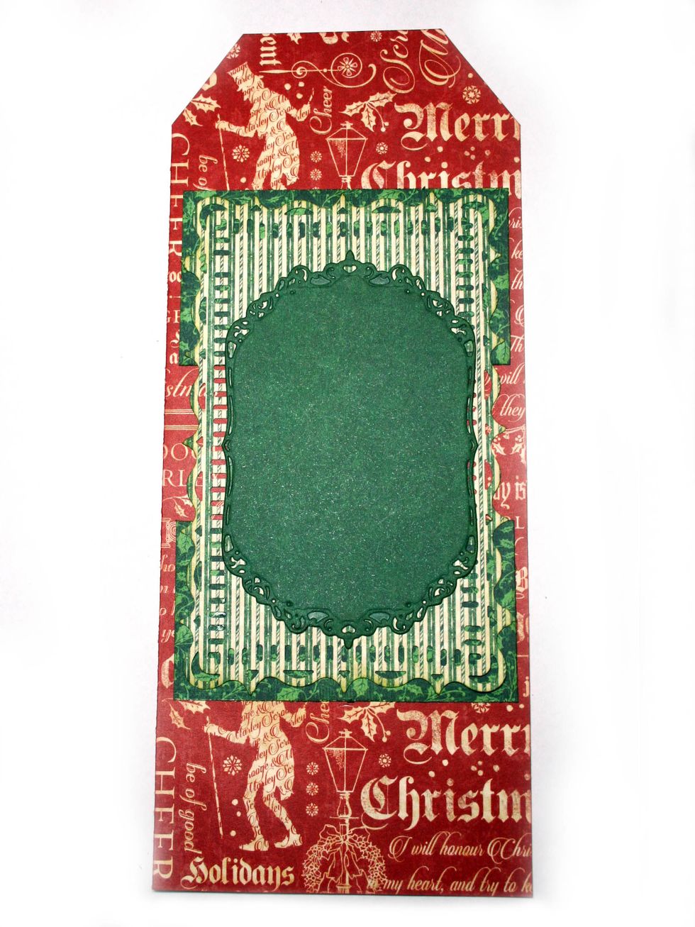 Center the diecut frame in the middle of the striped frame.
