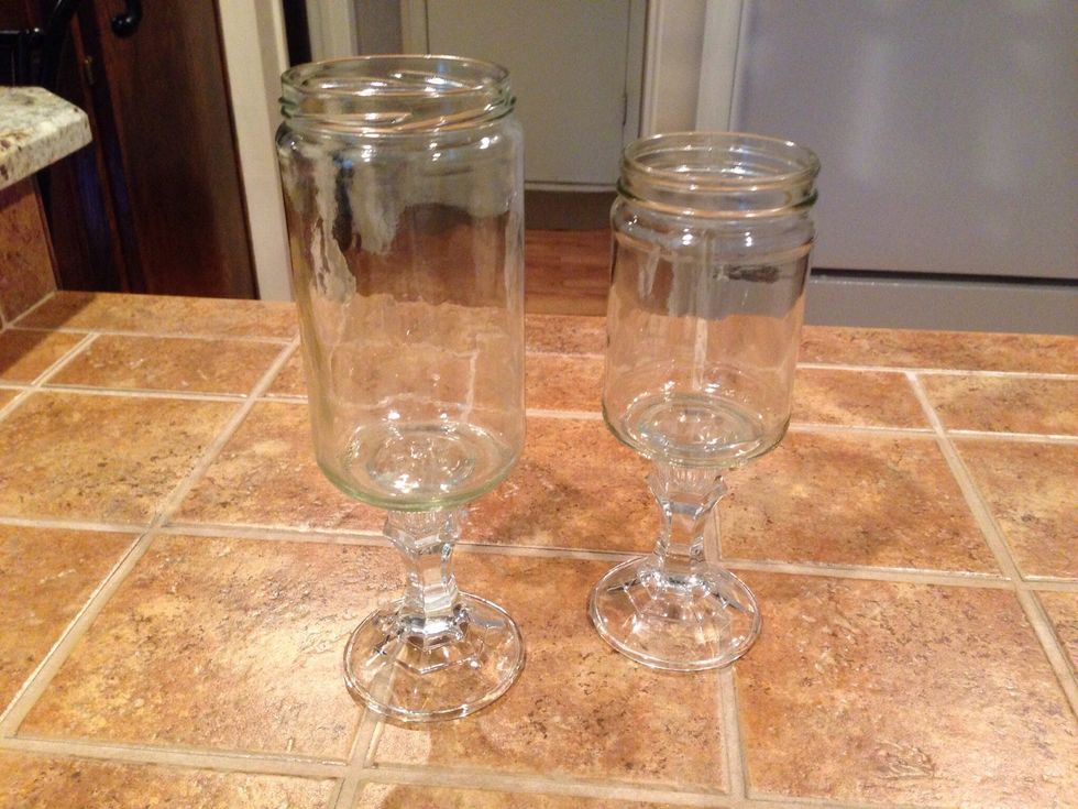 Center the jar on top of the holder.  Allow to dry according to glue instructions.  Any size jar works as long as it has a flat bottom.  Shown here is a peanut butter jar and a large salsa jar.