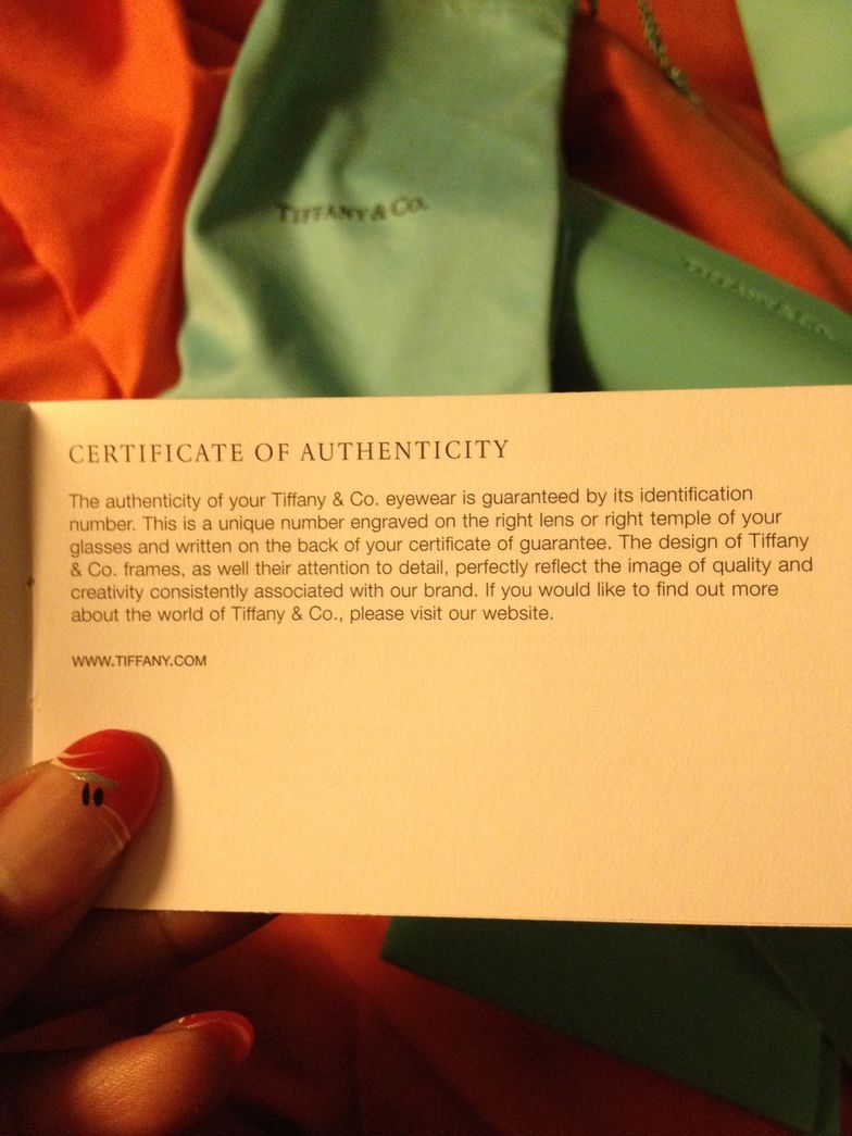Tiffany & Co Sunglasses Certificate Of Authenticity Cards Booklet