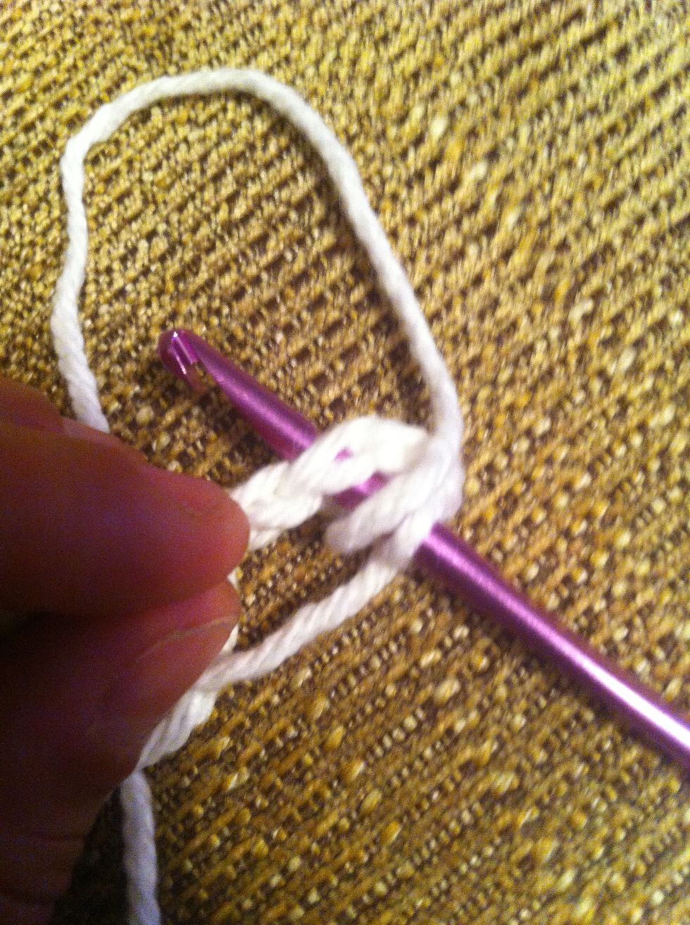 Ch 2 Does Not Count as first stitch. So when you hdc across, start in the stitch closest to your hook. Where my hook is. If a turning ch does count, you will start in the 2nd stitch, next to my finger