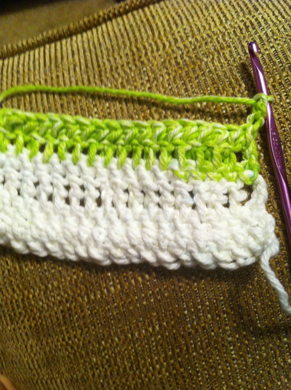 Ch 3, (counts. In case you forgot, this means you skip the first stitch), dc in each across. Turn.