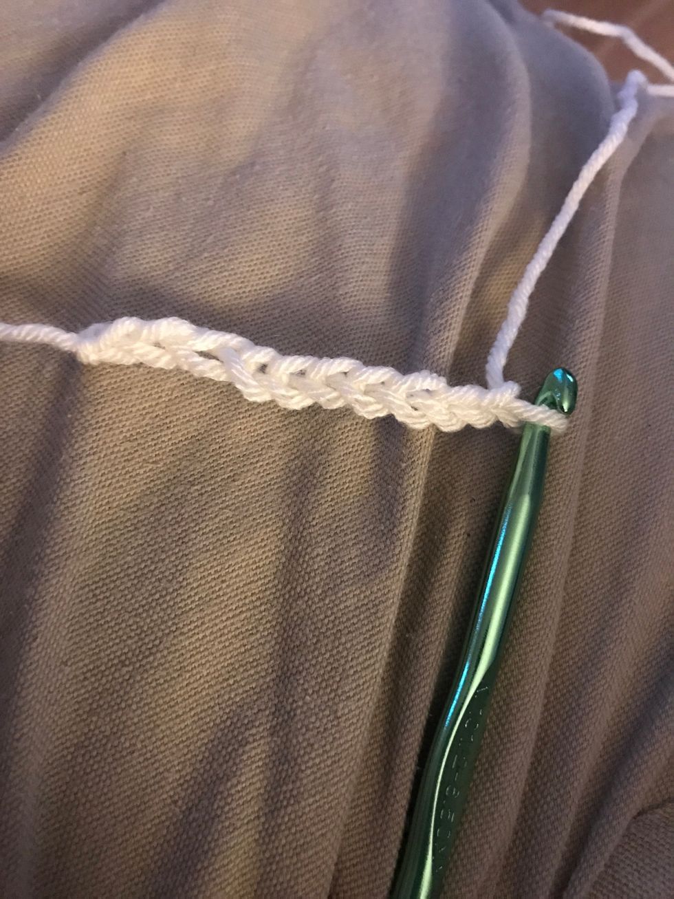 Chain 10 stitches. If you don't know how to chain go to my lesson 1 guide to learn how to make that stitch.