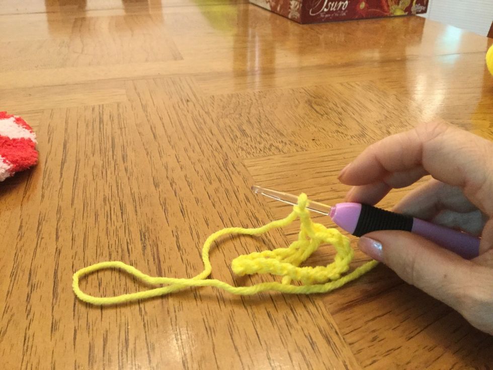 Chain 3 to make the first double crochet (dc).