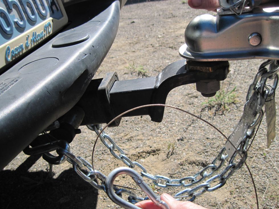 Chains are hooked! But now it's time to hook that loose wire.