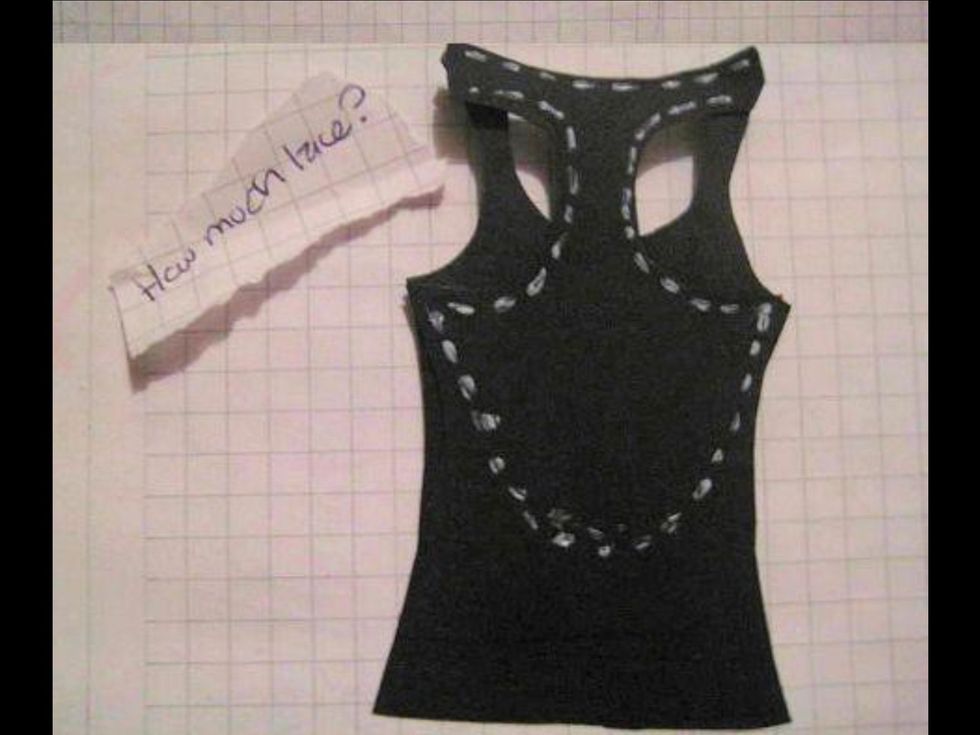 Chalk on where you want the lace to be