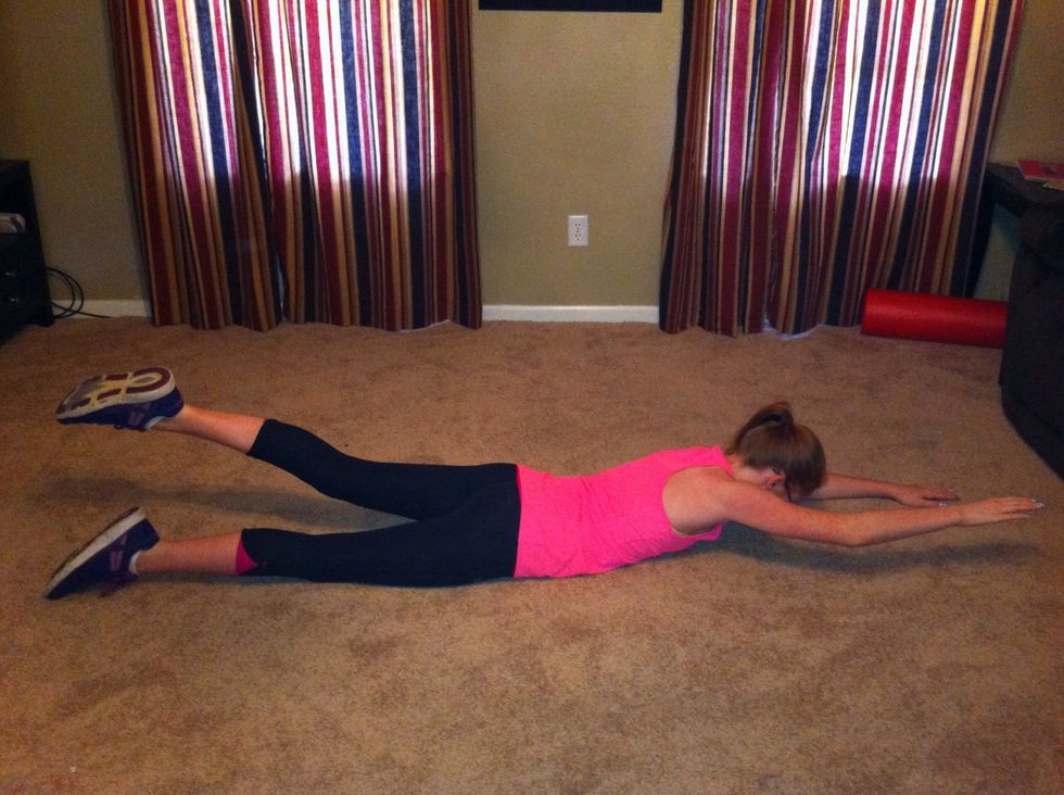 Change arms and legs. Hold for 3 counts.