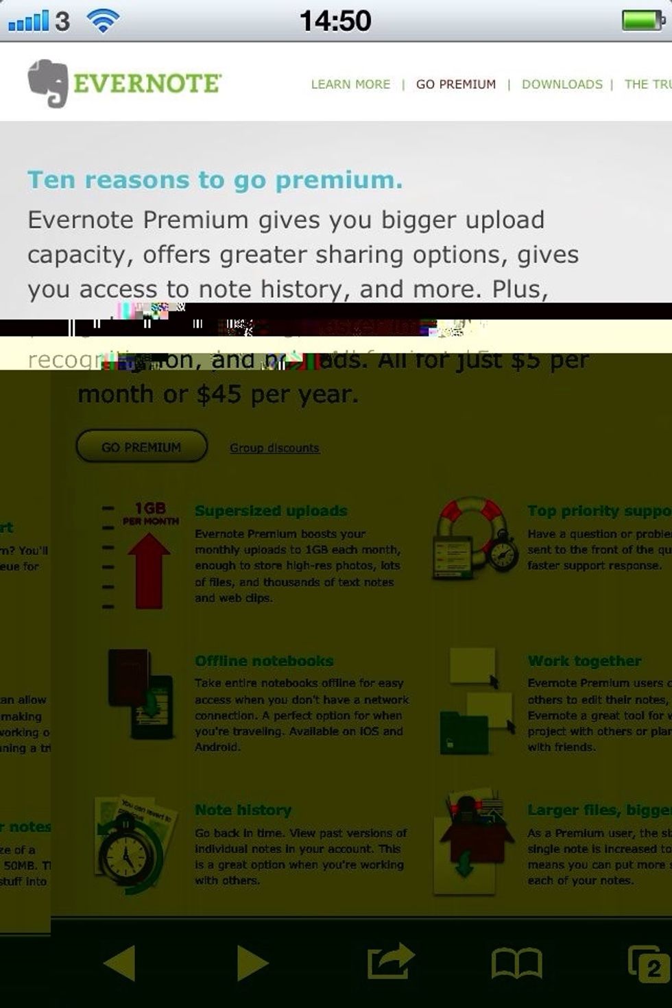 Check Evernote.com for more details on premium accounts.