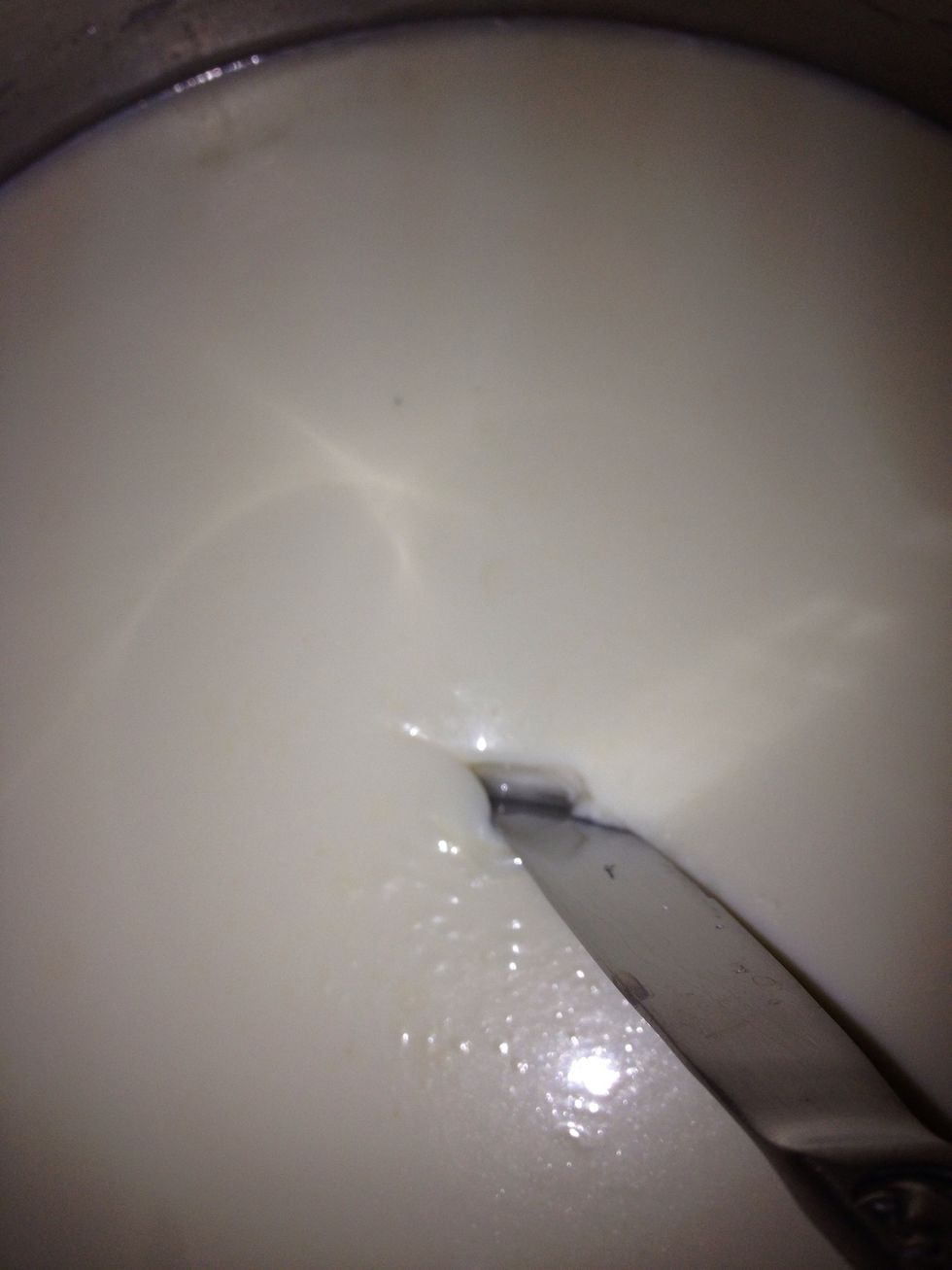 Check for a "clean break" insert knife couple inches in curd at an angle, tilt knife perpendicular to curd and pull knife out. If curd breaks cleanly and whey rushes into break you're clean!