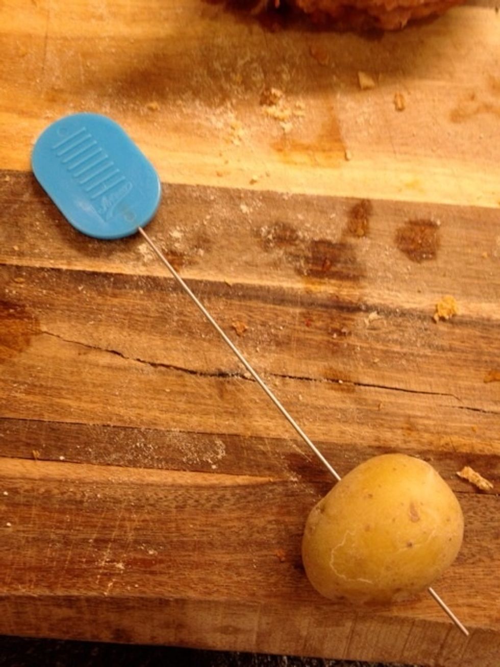Check if the potatoes are cooked after 15 minutes or so