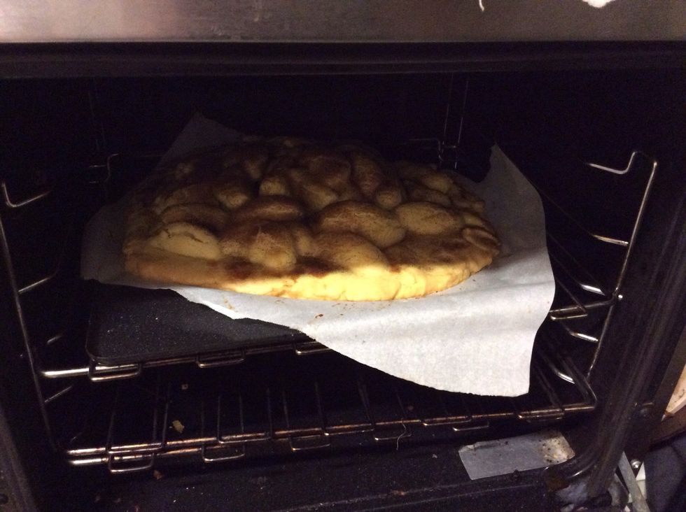 Check it after about 15 minutes. The pastry should be looking golden and yum!