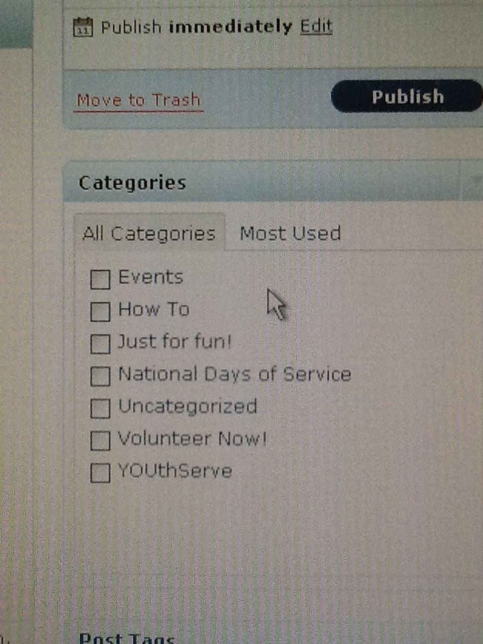 Check off the appropriate categories