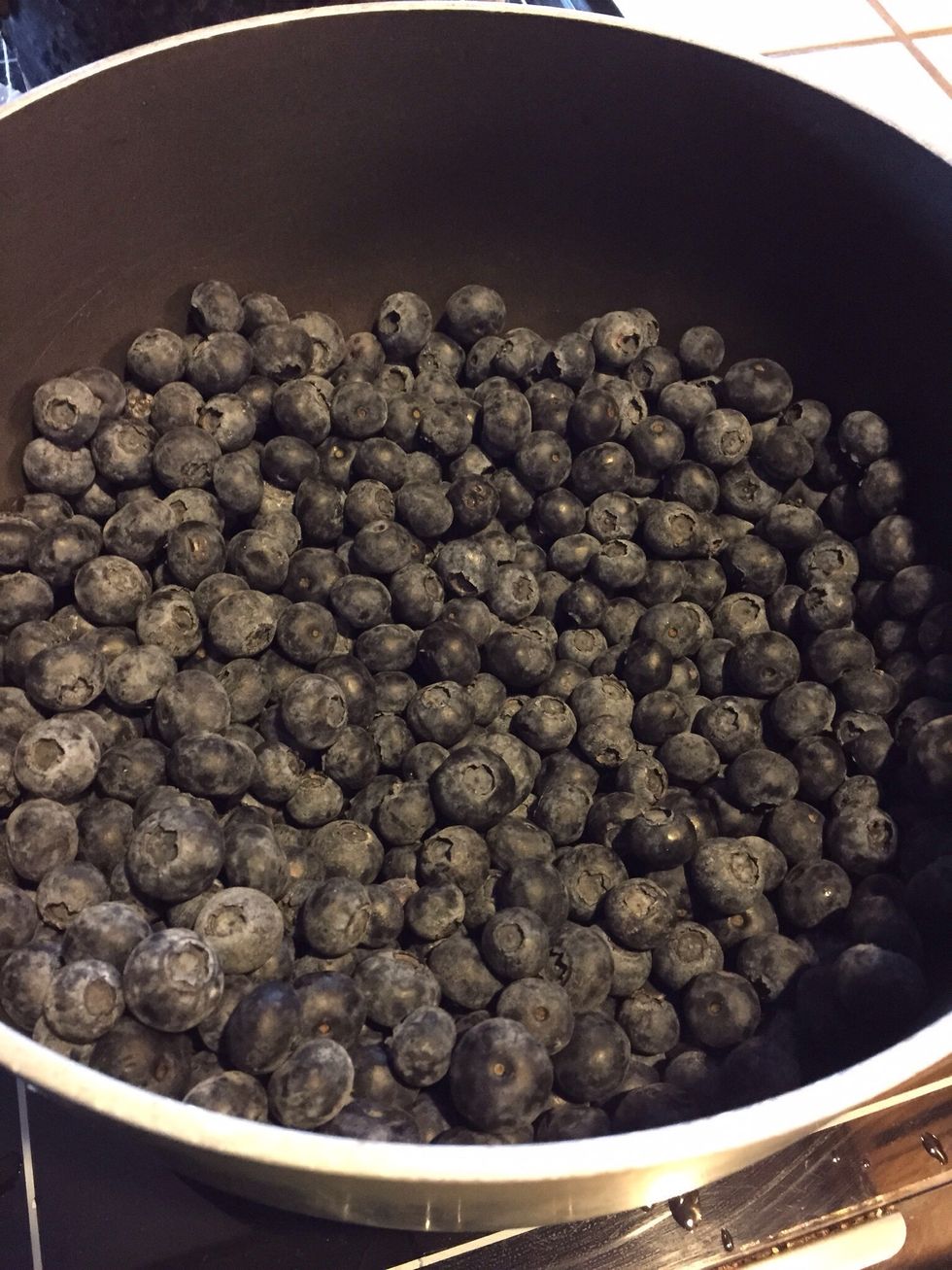 Check over blueberries, discard any bruised or shriveled berries, and remove any stems.