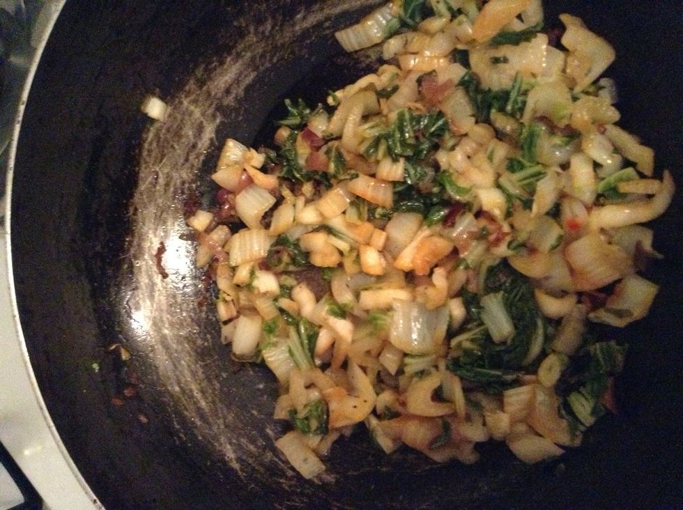 Check the Bok choy again...it should be done now . Take off the fire